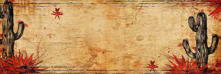 Foto papel antigo com uma borda desenhada com temas ocidentais