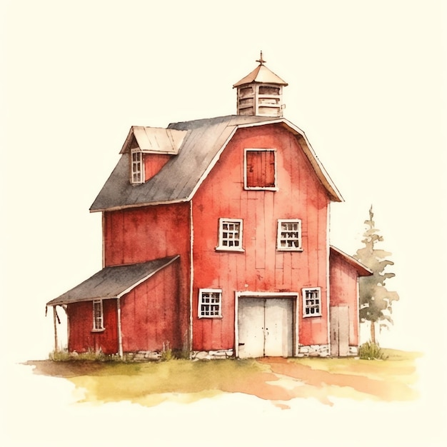 Papel antigo Cottagecore Barn House papel digital vintage