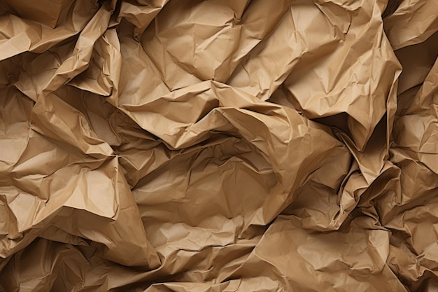 El papel artesanal marrón arrugado es una perspectiva artística única