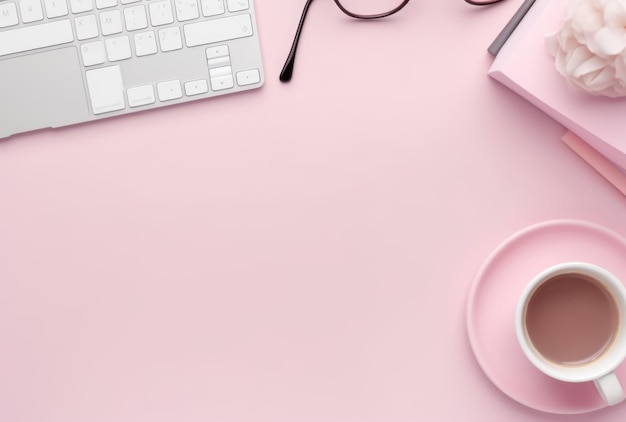 papel blanco en blanco o área para el espacio de copia en la mesa de trabajo plana diseñador gráfico cosas plantilla de diseño con concepto rosa ar 7651 v 51 ID de trabajo 04c4d6e5dfec421b9015f9ab61ff3df1