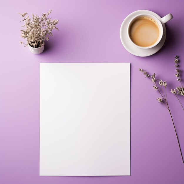 Un papel blanco en un escritorio amarillo suave