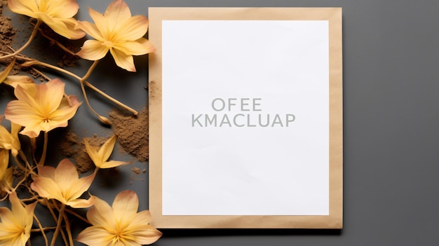 Papel en blanco con mockup de flores