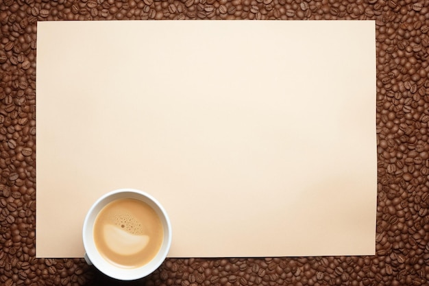 Foto un papel en blanco con una taza de café para el espacio de copia con espacio de copia