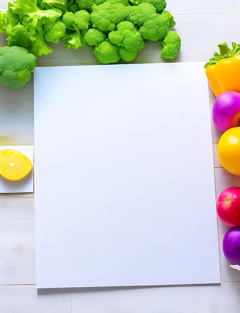 Un papel en blanco con verduras en él generación de IA