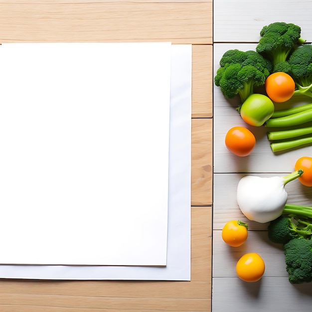 Un papel en blanco con verduras en él generación de IA