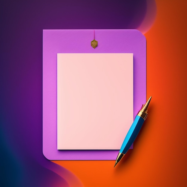 papel y bolígrafo fondo naranja morado 4