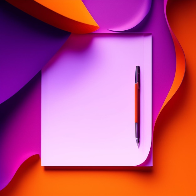 papel y bolígrafo fondo naranja morado 5