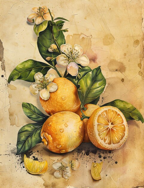 Foto papel de borde de limones