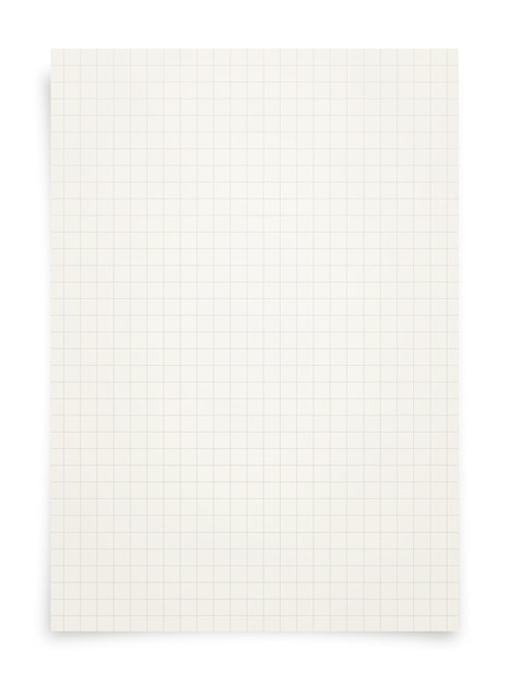 Papel branco com padrão de linha de grade isolado no fundo branco Fechar