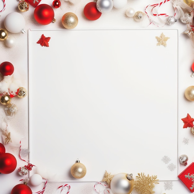 papel branco vazio com borda de moldura de decorações de natal