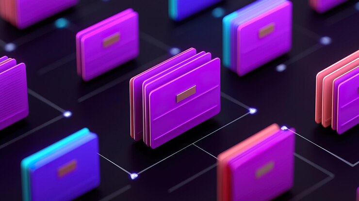 Foto sin papel con concepto de documentos digitales diseño de interfaz de gestión de archivos colorido