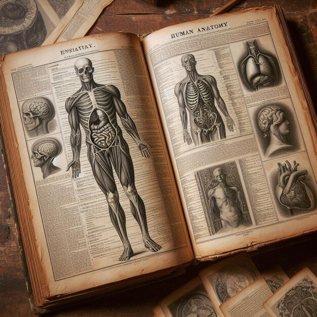 papel de anatomia vintage velho