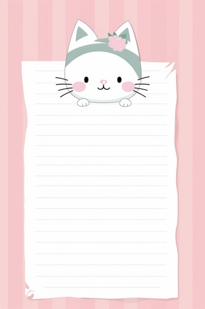 papel de carta kawaii fofo com gato bebê