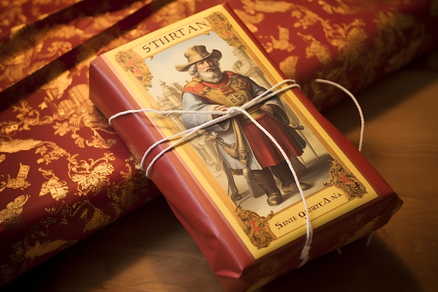 Papel de embrulho com tema Sinterklaas e sinterklaas para presente