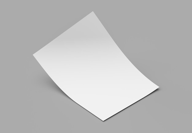 Foto papel de formato a4 de folha de papel vazio dobrado com sombras no fundo cinza ilustração 3d