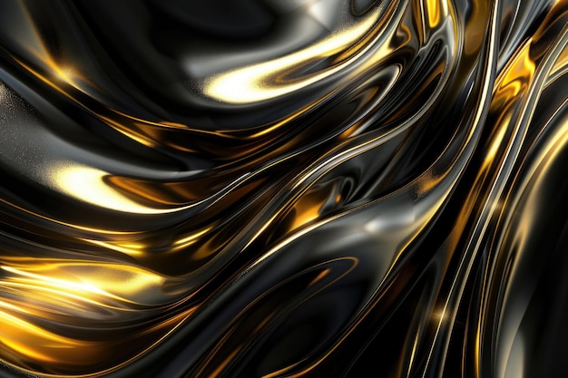 Papel de parede abstrato 3D dourado escuro e preto