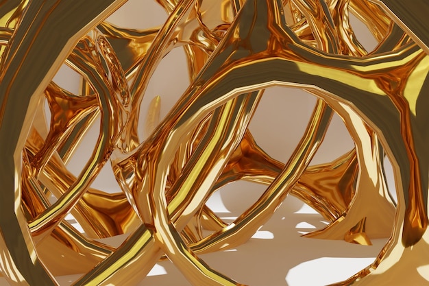 Papel de parede abstrato dourado 3D