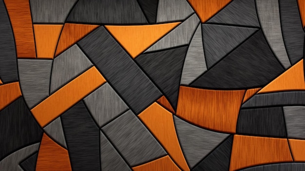 Papel de parede abstrato em preto laranja e cinza blocos de cores vibrantes e linhas angulares