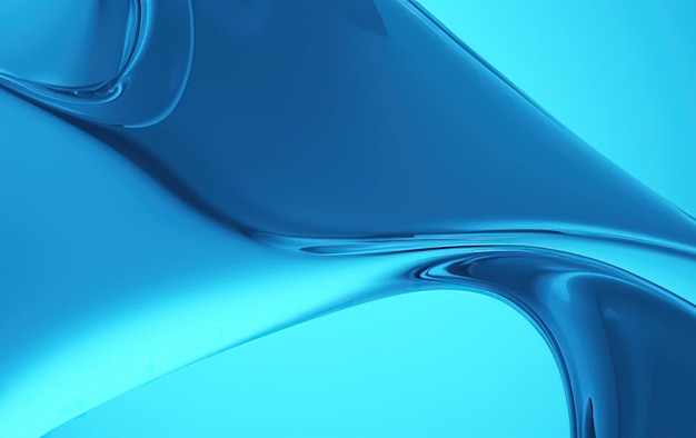 Papel de parede abstrato moderno Vidro azul dinâmico em renderização 3D com formas fluidas suaves e cores vivas