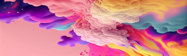 Papel de parede abstrato panorâmico com fundo de onda abstrato de cores pastel com cores suaves Generative AI