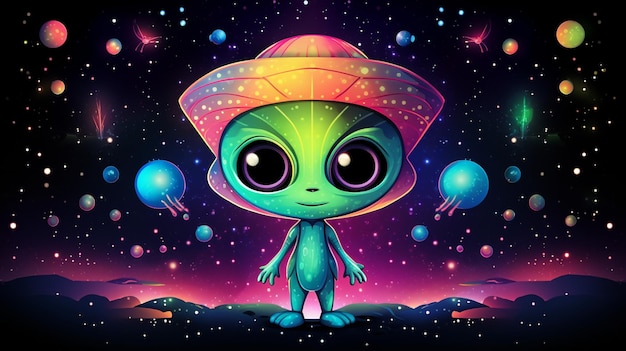 Alien Fofo Na Lua Ilustração De Fundo De Papel De Parede De Celular Papel  de Parede Para Download Gratuito - Pngtree