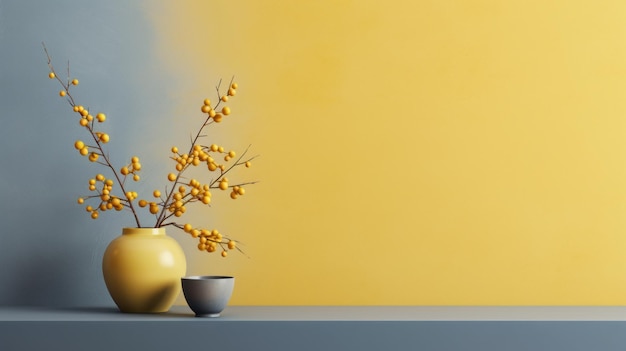 Papel de parede amarelo minimalista com padrão de salpicaduras sutis Zen e calmante