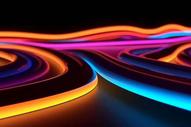 Papel de parede amolado com ondas de luz neon brilhantes linhas onduladas dinâmicas Generative AI