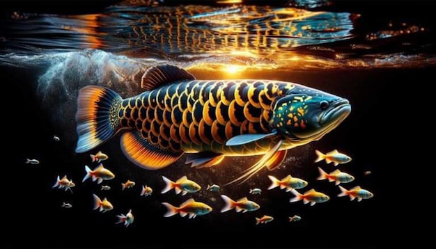 Foto papel de parede arowana peixe realista