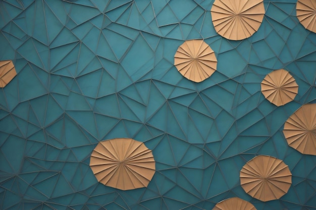 Papel de parede azul e dourado com um padrão de guarda-chuvas fundo bonito com ai generativo