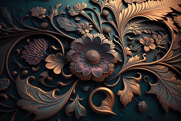 papel de parede clássico 3d com um design floral e uma flor