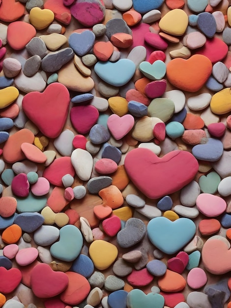Foto papel de parede colorido feito com pedras de coração