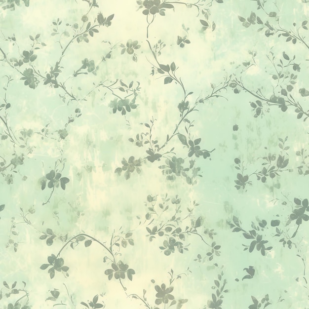 Papel de parede com padrão floral em verde pastel