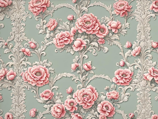 Papel de parede com padrão floral vitoriano