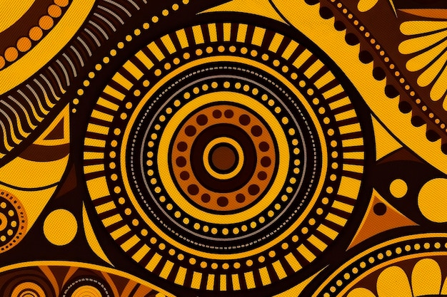 Foto papel de parede com um padrão africano abstrato nacional em tons de marrom e amarelo
