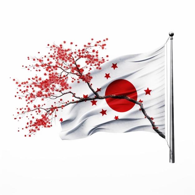 Papel de parede da bandeira do Japão com fundo branco alto