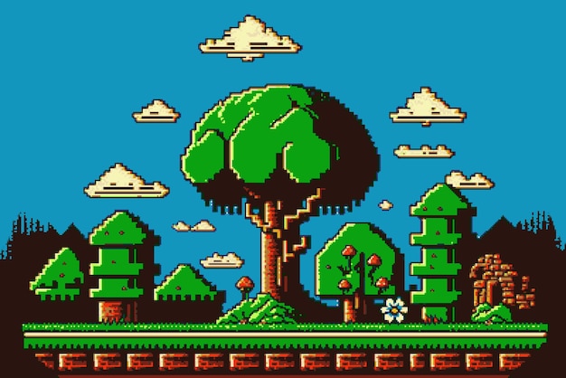 Papel de parede de alta resolução retrô de 8 bits do console super mario  para fãs de jogos antigos