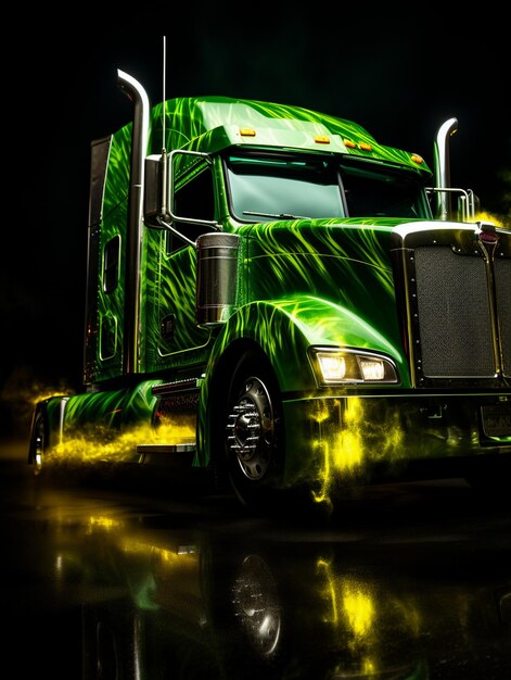 Foto papel de parede de caminhão verde fogo cor de néon