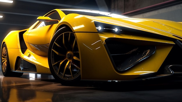 papel de parede de carro esporte amarelo de luxo