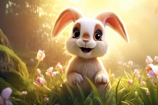 papel de parede de coelho sorridente no estilo de desenho animado de rastreamento vray