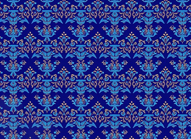 Foto papel de parede de damasco floral azul luxuoso