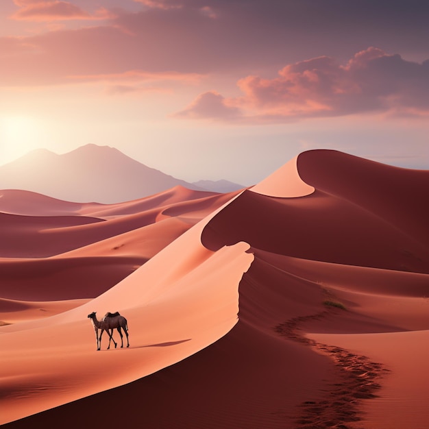 papel de parede de deserto e camelo