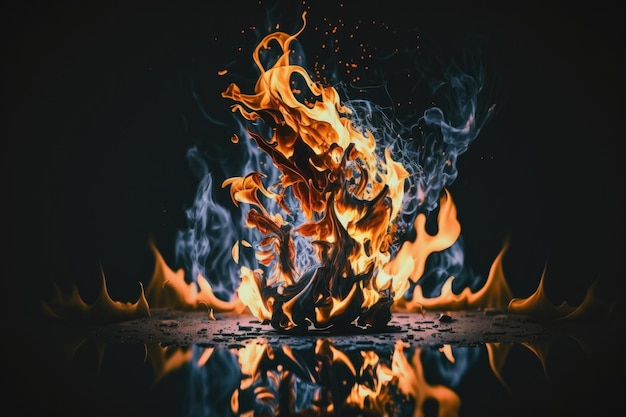Papel de parede de fogo realista chama ardente ilustração Generative AI