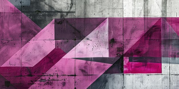 Foto papel de parede de foto grunge com abstração geométrica em fundo de concreto com elementos magenta illus
