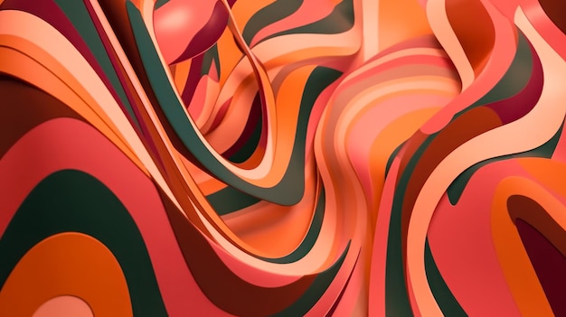 Papel de parede de fundo abstrato psicodélico minimalista vermelho cor quente generativa ai