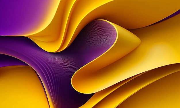 Papel de parede de fundo amarelo e violeta abstrato de textura de véus de ondas Composição de formas dinâmicas