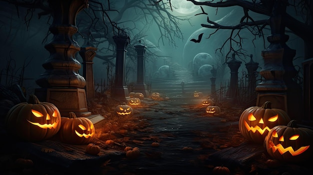 Papel de parede de fundo com tema de Halloween renderizado em 3D