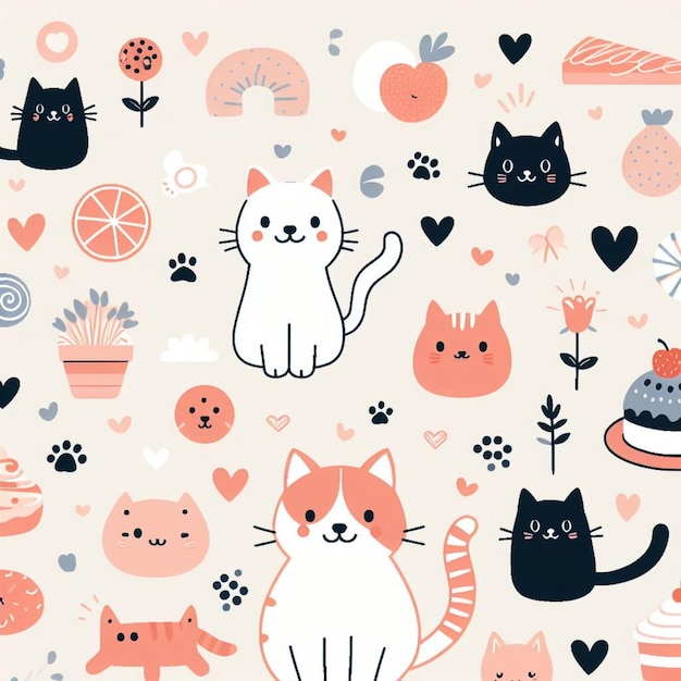 Papel de parede de fundo de desktop de gato vetor bonito