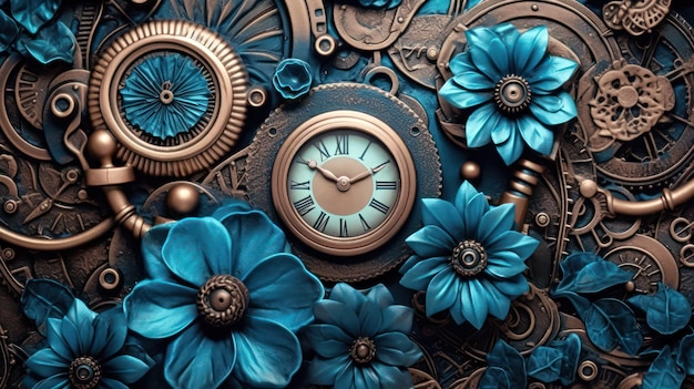 papel de parede de fundo steampunk flor arte da parede