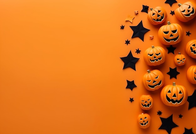 Papel de parede de Halloween com espaço livre laranja e estrelas