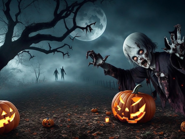 Foto papel de parede de halloween com zumbis de terror